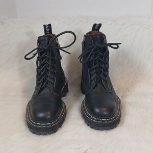 Proenza Schouler Black Leather Combat Boots Young Adult/Kids Sz 35.5 Unisex